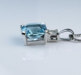 19CAI-33 AQUAMARINE & DIAMOND PENDANT