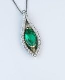 19CAI-9 NAT.COLUMBIAN EMERALD & DIAMOND PENDANT