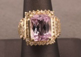 19RPS-44 KUNZITE & DIAMOND RING