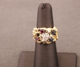 19RPS-2 DIAMOND, RUBY & SAPPHIRE RING