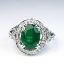 19CAI-9 COLOMBIAN EMERALD & DIMAOND RING