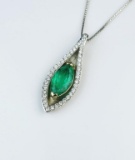 19CAI-13 COLOMBIAN EMERALD & DIAMOND PENDANT