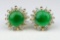 19CAI-65 GREEN JADE & DIAMOND EARRINGS