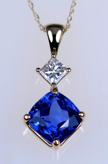 19CAI-40 TANZANITE & DIAMOND PENDANT