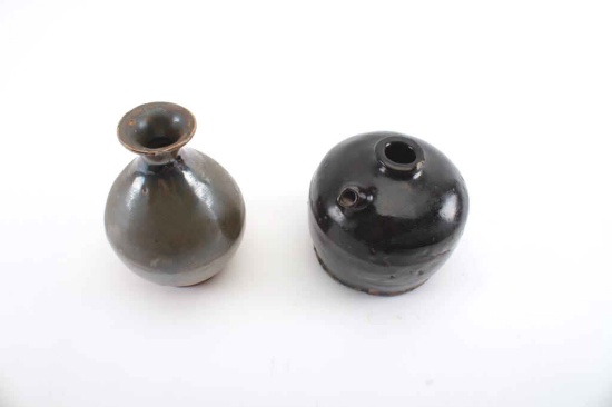 19PX-11 2 GOLD RUSH ASIAN POTTERY JUGS