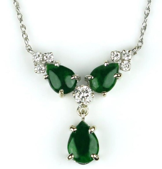 19CAI-44 GREEN JADE & DIAMOND PENDANT