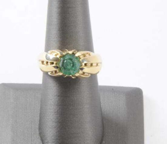 19RPS-15 CARVED EMERALD CABOCHON
