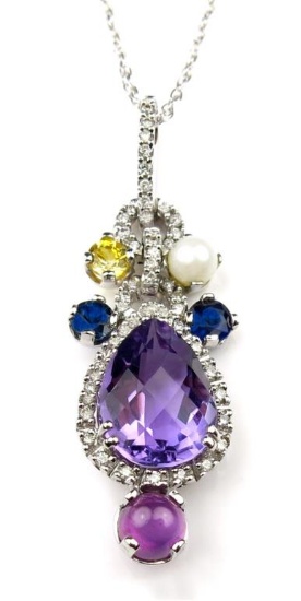 19CAI-48 MULTI-GEM & DIAMOND PENDANT