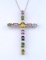 19CAI-52 MULTI-COLORED SAPPHIRE CROSS