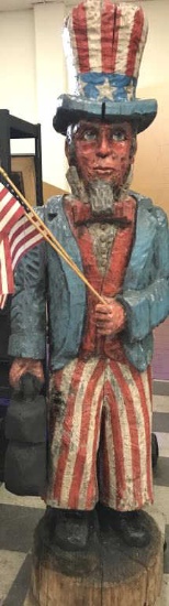 19MI-43 UNCLE SAM WOOD CARVING