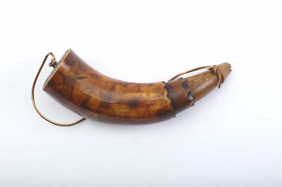 19SA-1 CARVED AMERICAN POWDER HORN