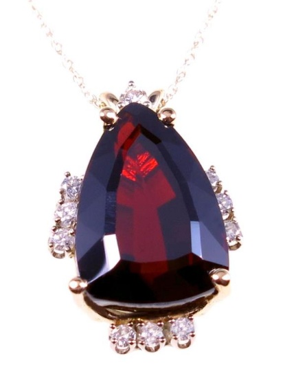 19CAI-50 RHODOLIT & DIAMOND PENDANT