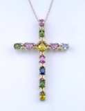 19CAI-52 MULTI-COLORED SAPPHIRE CROSS