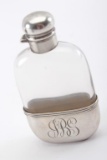 19RN-3 STERLING SILVER & GLASS FLASK