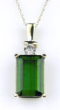 19CAI-60 GREEN TOURMALINE & DIAMOND PENDANT