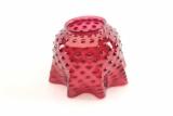 19KZ-9 ANTIQUE WAVY GLASS CRANBERRY LAMPSHADE