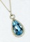 20CAI-29 SWISS BLUE TOPAZ & DIAMOND PENDANT