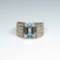 20CAI-9 AQUAMARINE & DIAMOND RING