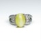 20CAI-12A CHRYSOBERYL CATS EYE & DIAMOND RING