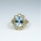 20CAI-4 BLUE AQUAMARINE & DIAMOND RING