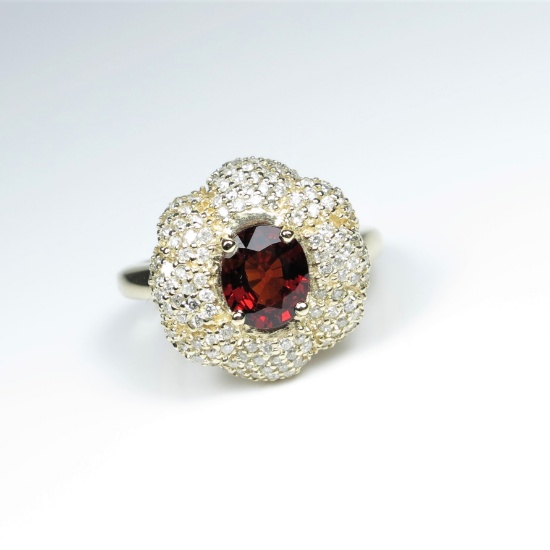 20CAI-25 SPESSARTITE GARNET & DIAMOND RING