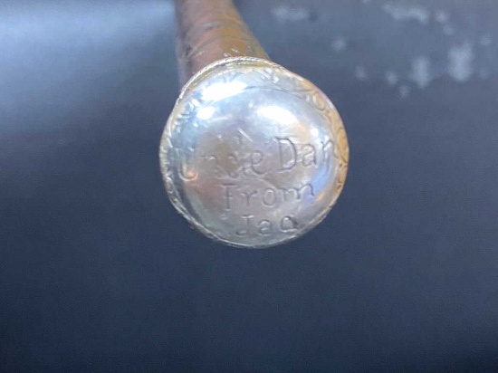 20IU-8 CARVED & SILVER MTD WALKING STICK