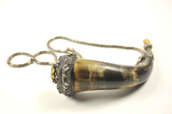20IU-5 SCOTTISH SILVER MTD POWDER HORN