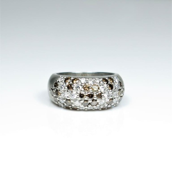 20CAI-4A WHITE & CHOCOLATE DIAMOND RING