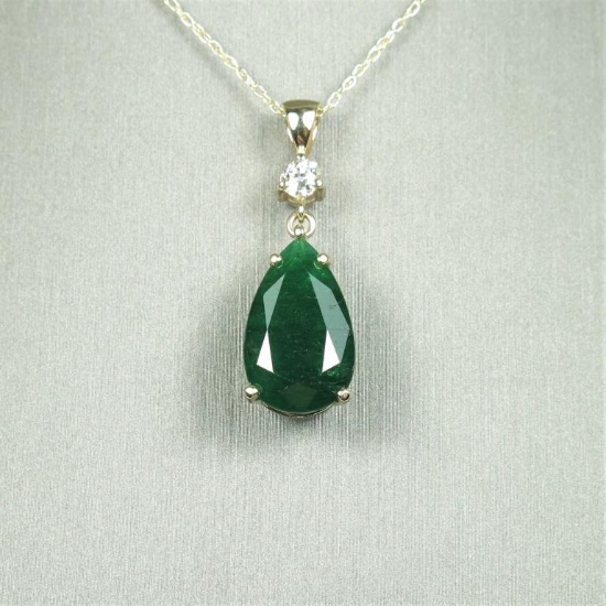 20CAI-13 EMERALD & DIAMOND PENDANT