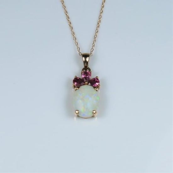 20CAI-29 AUSTRALIAN OPAL & TOURMALINE PENDANT
