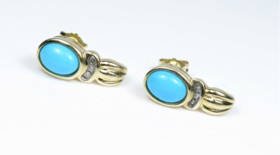20CAI-33 TURQUOISE & DIAMOND EARRINGS