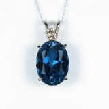 20CAI-21A LONDON BLUE TOPAZ & DIAMOND PENDANT