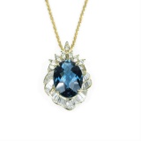 20CAI-14 LONDON BLUE TOPAZ & DIAMOND PENDANT