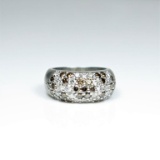 20CAI-4A WHITE & CHOCOLATE DIAMOND RING