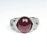 20CAI-5A CABOCHON RUBY & DIAMOND RING