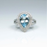 20CAI-12 AQUAMARINE & DIAMOND RING