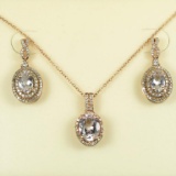 20CAI-16 MORGANITE & DIAMOND PENDANT & EARRINGS