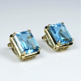 20CAI-28 SWISS BLUE TOPAZ & DIAMOND EARRINGS