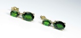 20CAI-31 GREEN CHROME DIOPSIDE & DIAMOND EARRINGS