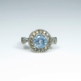 20CAI-17A  AQUAMARINE & DIAMOND RING