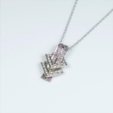 20CAI-18A ART DECO PINK SAPPHIRE & DIAMOND PENDANT