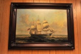 20GX-1 SAILING SHIP ORIGINAL OIL ON CANVAS