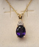 20RPS-14 MOZAMBIQUE AMETHYST & DIAMOND PENDANT
