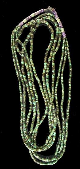 Beautiful Drilled Stone Bead PreColumbian Necklace made from a large 96" strand of beads.