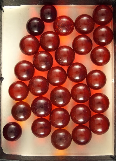 Group of 30 Red Glass Marbles - all approximately 1/2".
