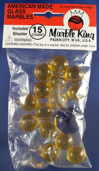 Unopened Bag of 14 Marble King Marbles with 1 Shooter, largest is 1".