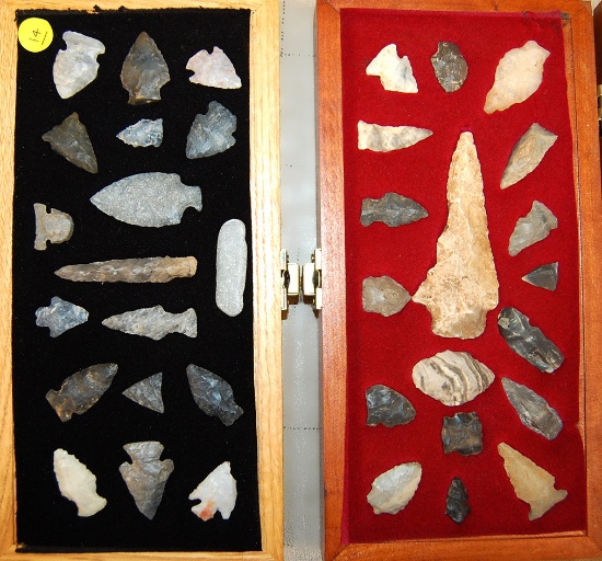 Group of 35 Field found Arrowheads from Ashland Co., Ohio.  Largest is 4 3/8".