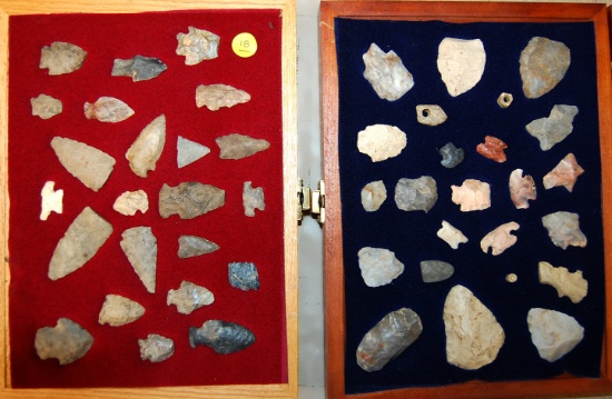 43 Assorted Field Found Flint Artifacts found in Ashland Co., Ohio.  Largest is 2 1/2".
