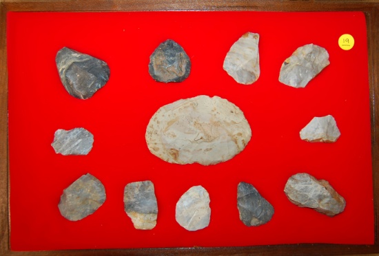 12 Field Found Flint Knives from Ashland Co., Ohio.  Largest is 4 3/4".