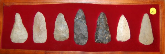 Group of 7 Flint Blades and Knives found in Ohio.  Largest 3 3/4".